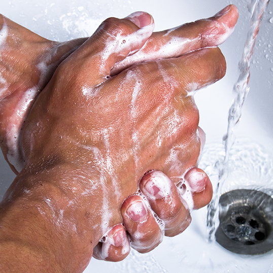 Washing hands with product with Amisoft