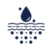 A dark blue silhouette of a peacock with its tail fully fanned out, decorated with small, colorful specks resembling stars.