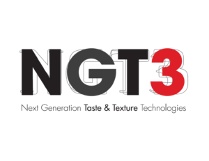 Logo with the text “NGT3” in bold, with the “3” in red, and below it reads “Next Generation Taste & Texture Technologies.”.